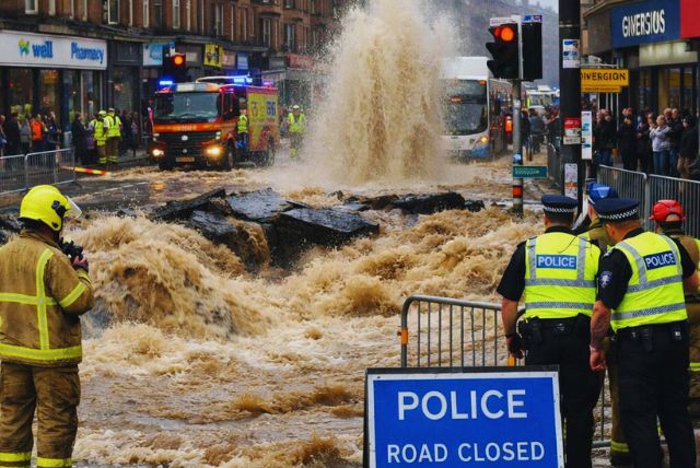 Glasgow Water Main Break Shettleston Road